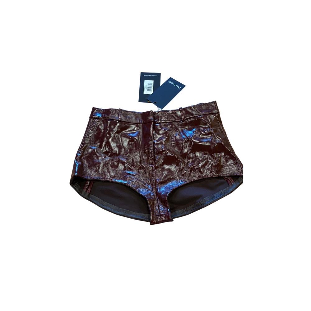 LAMARQUE x REVOLVE Annaise Hot Short in Patent Burgundy Size Small Defect - Picture 3 of 6